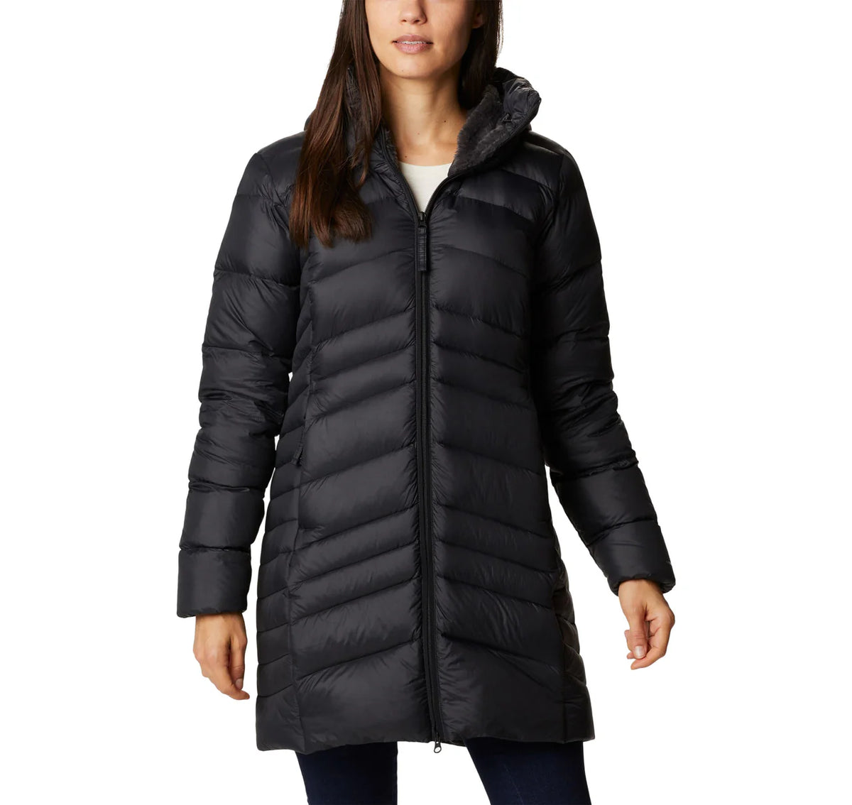 Women's Autumn Park Down Hooded Mid Jacket Black